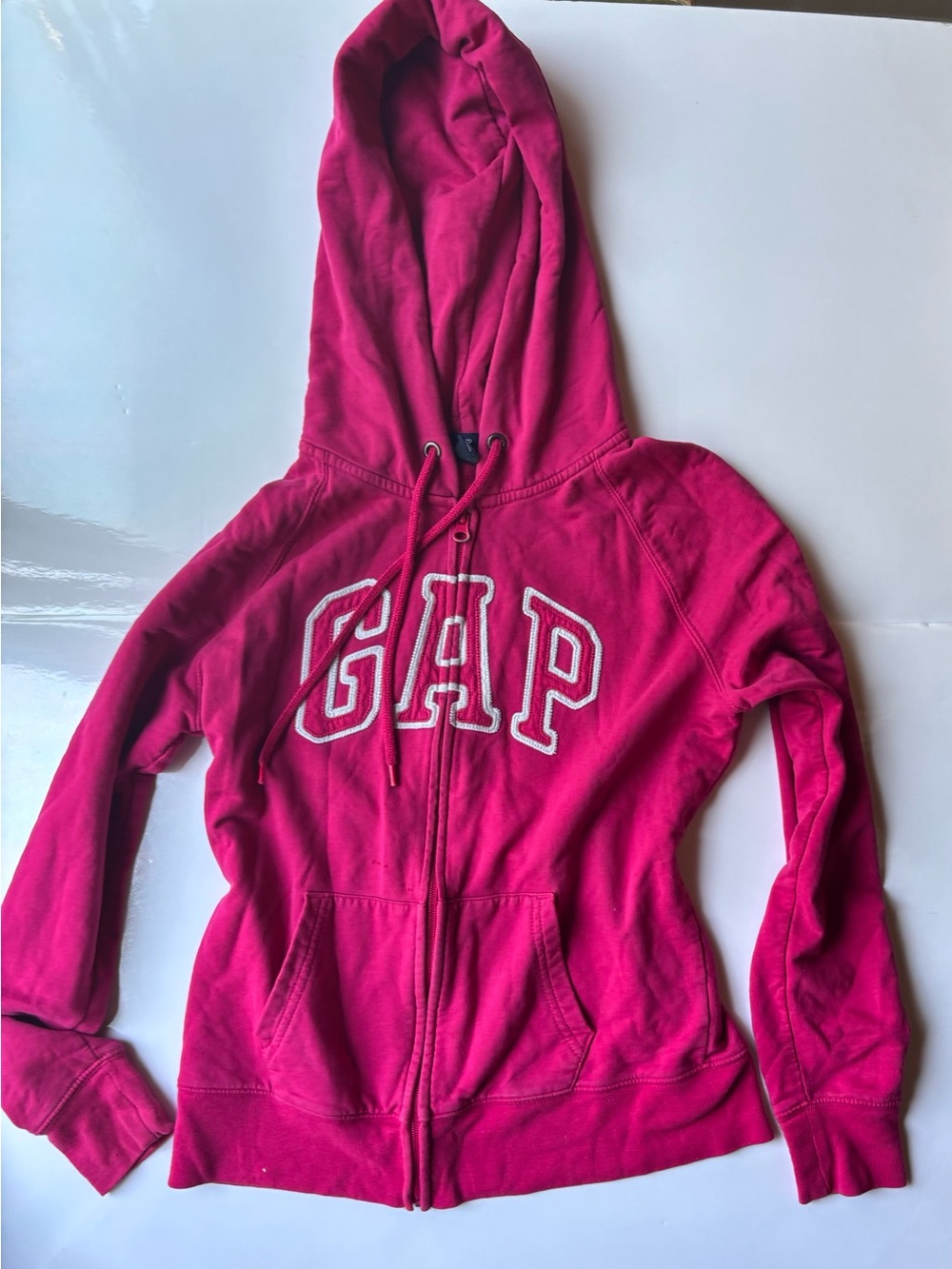 GAP hot Pink Full-Zip logo front hoodie embroidered logo Y2K athleisure 2010’s